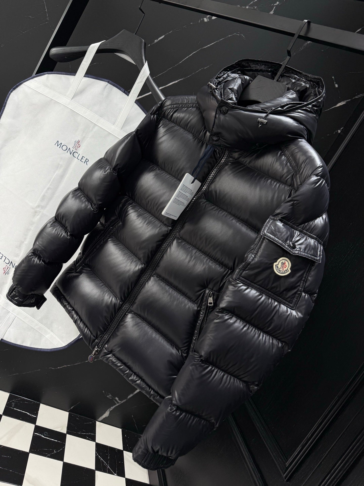 Moncler Maya Puffer Jacket Black Front View
Moncler Maya Jacket Black Back View
Moncler Down Jacket Black Men’s Winter Coat
Glossy Moncler Jacket High Quality Down Insulation