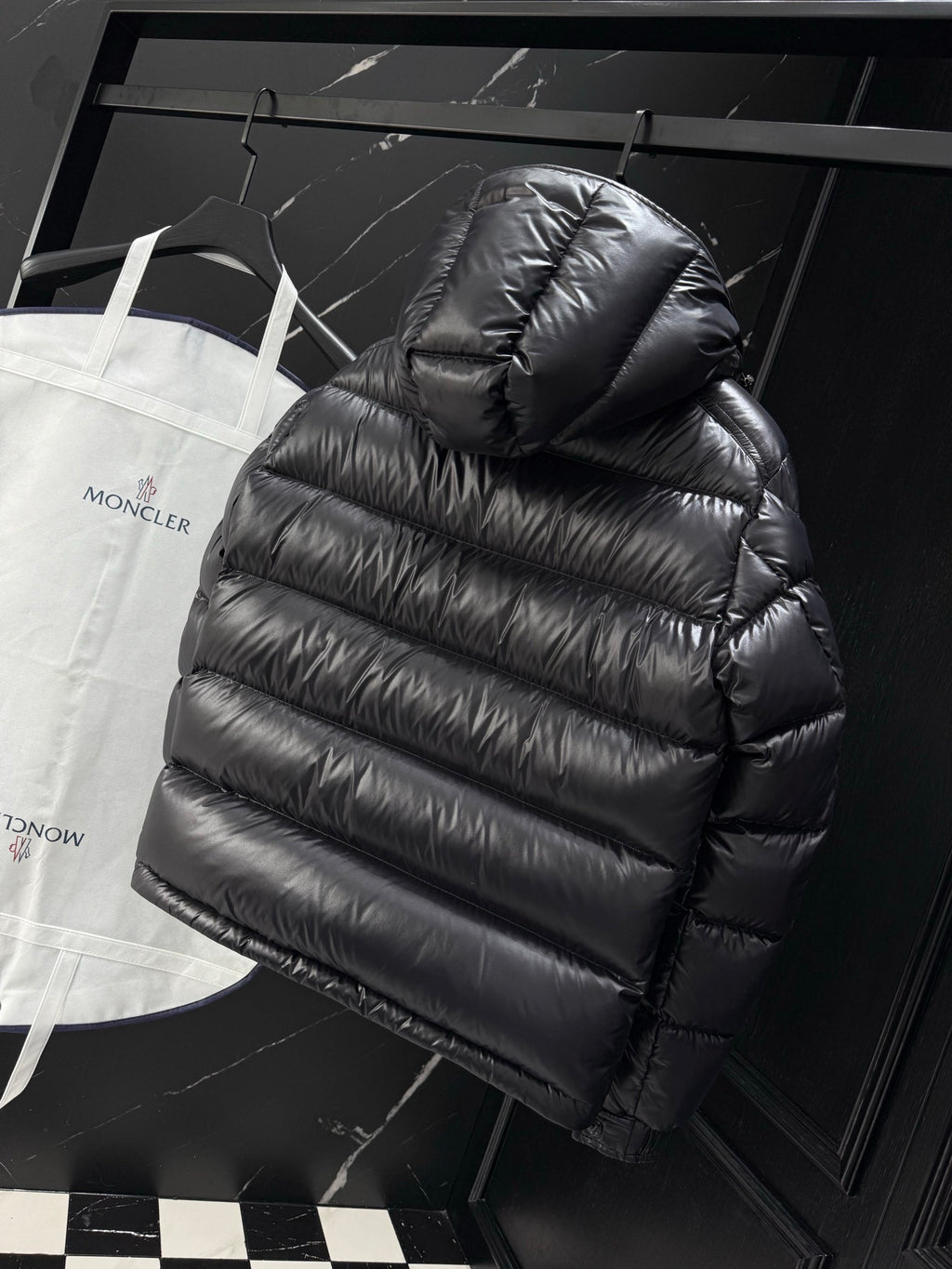 Moncler Maya Puffer Jacket Black Front View
Moncler Maya Jacket Black Back View
Moncler Down Jacket Black Men’s Winter Coat
Glossy Moncler Jacket High Quality Down Insulation