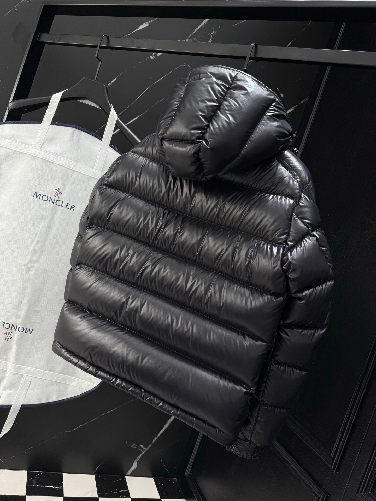 Moncler Maya Puffer Jacket Black Front View
Moncler Maya Jacket Black Back View
Moncler Down Jacket Black Men’s Winter Coat
Glossy Moncler Jacket High Quality Down Insulation