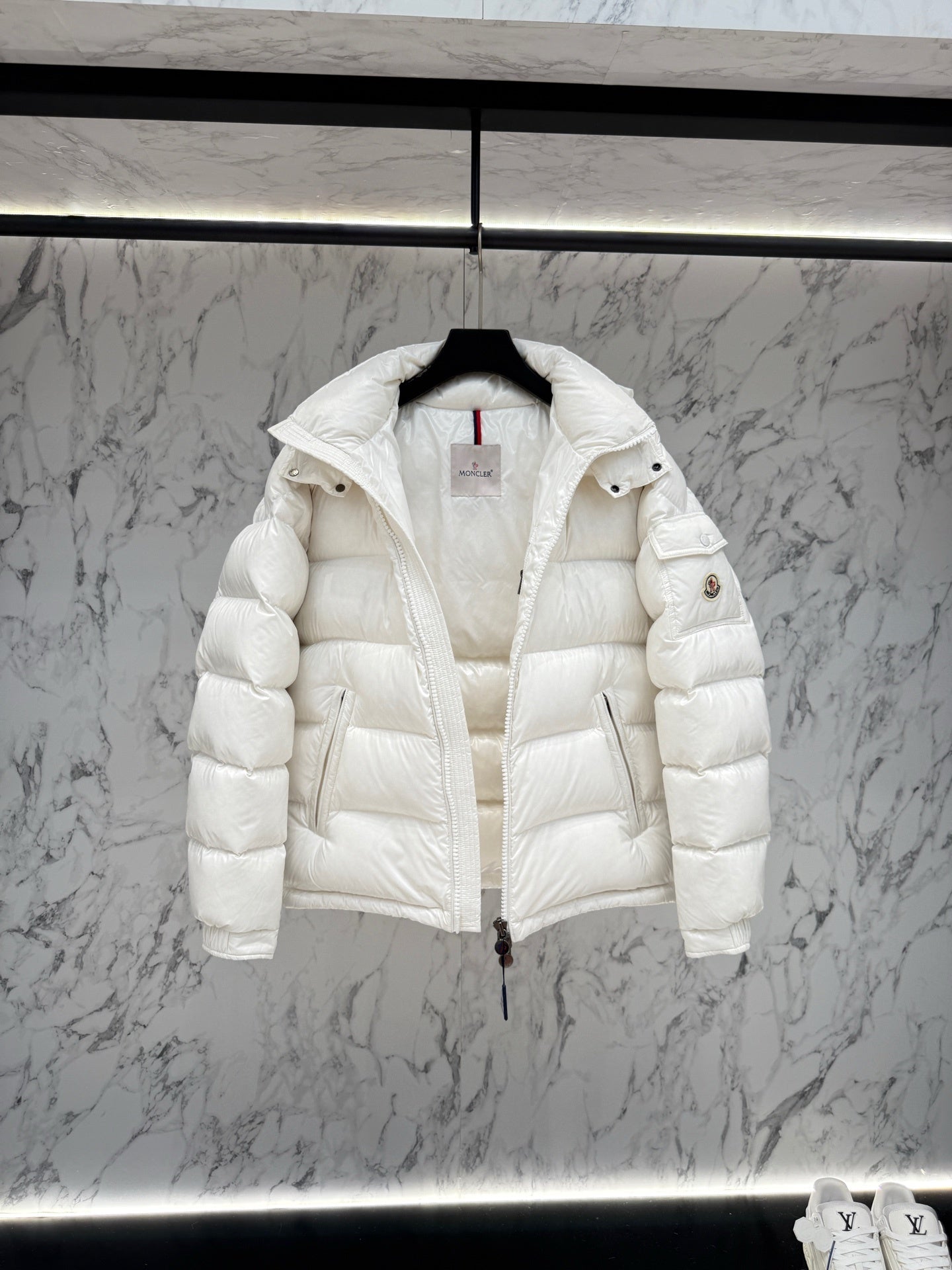 Moncler Maya Puffer Jacket Black Front View
Moncler Maya Jacket Black Back View
Moncler Down Jacket Black Men’s Winter Coat
Glossy Moncler Jacket High Quality Down Insulation